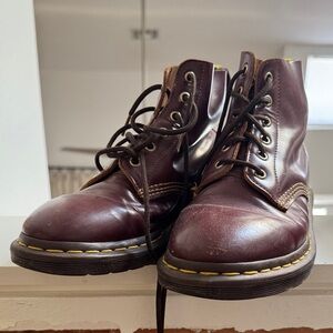 Dr. Martens Men's Burgundy Leather Boots